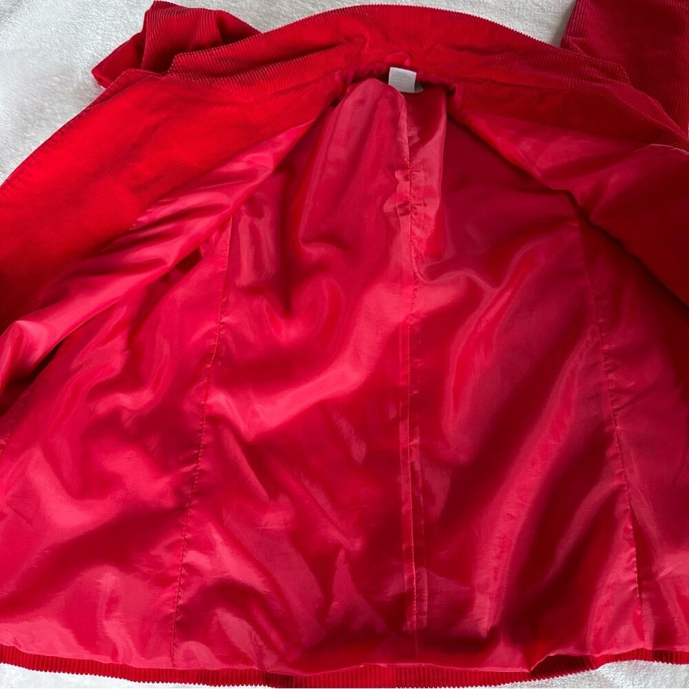 Y2K Red Corduroy Blazer Structured Jacket Front Pockets 90s Retro Office Size 14 - Picture 9 of 10